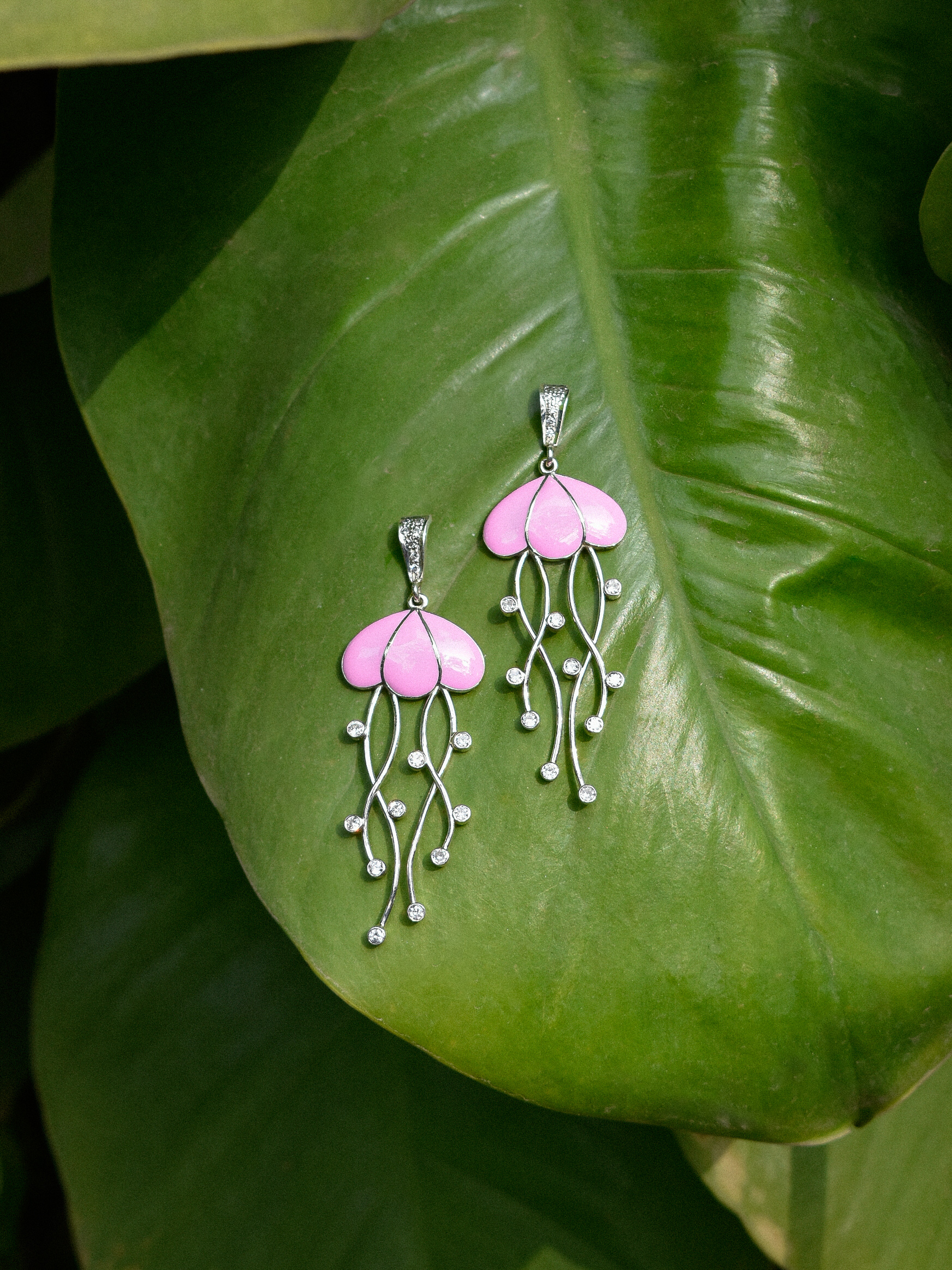 Silver Enamel Jellyfish Jhumkas